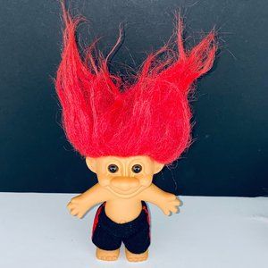 Russ Troll Doll Red Hair Black Shorts With Stripe Russ Sticker on Foot